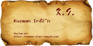 Kuzman Irén névjegykártya